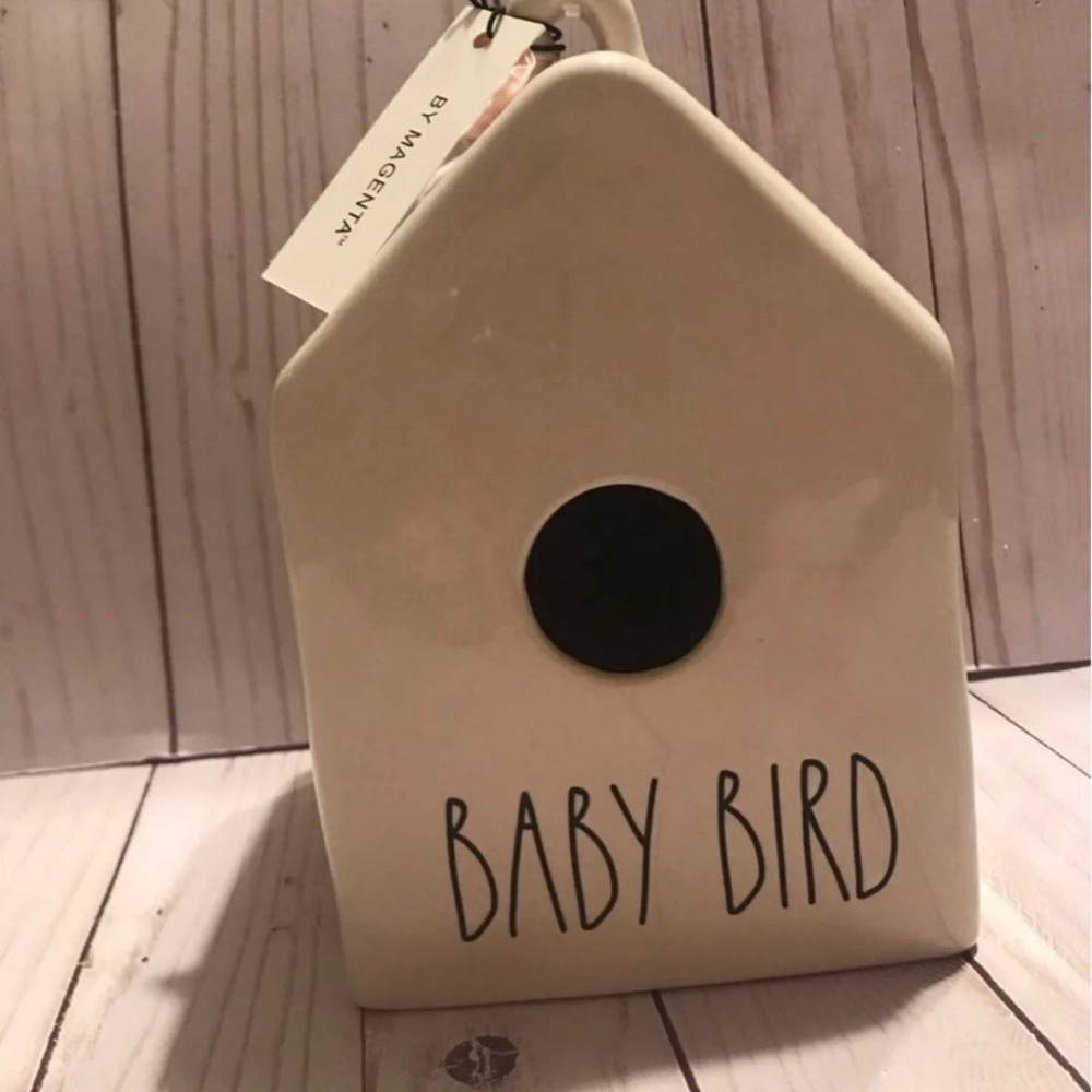 Rae Dunn Baby Bird Birdhouse Pink Ribbon